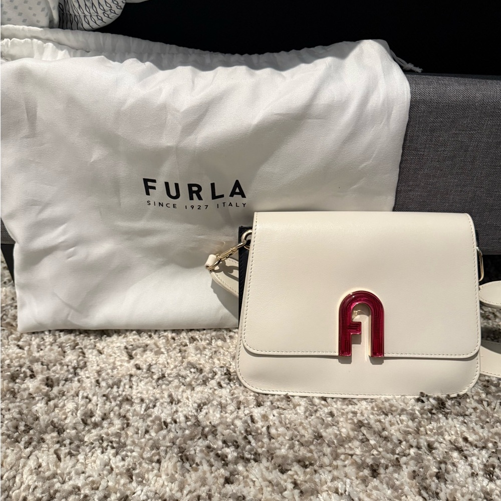 Furla White and Pink Shoulder Bag
